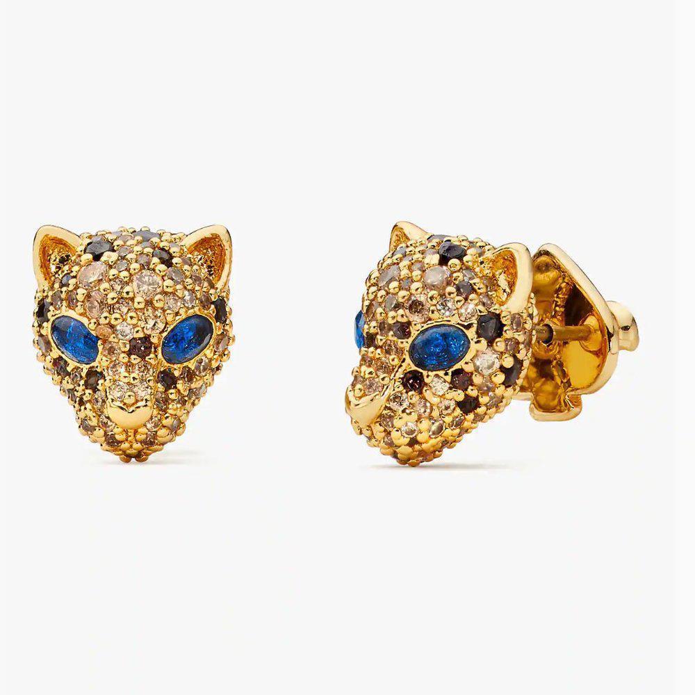 Kate Spade Fierce Leopard Head Stud Earrings (with Dust Bag) NEW